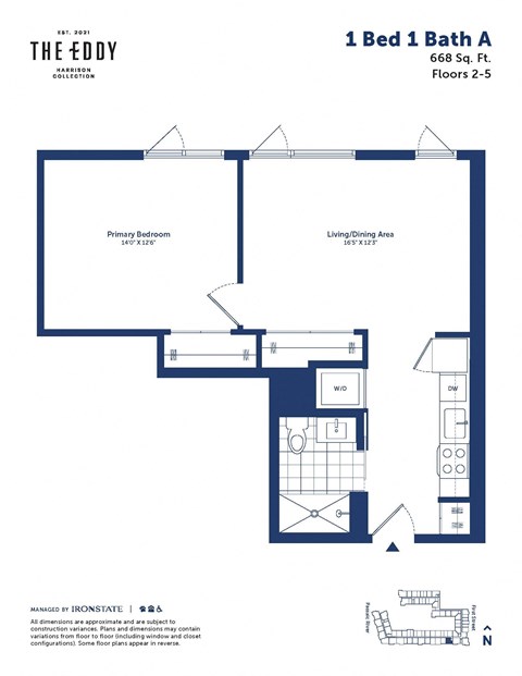 a floor plan of a unit with a bedroom and a bathroom